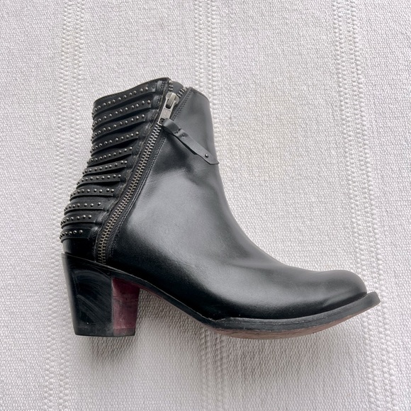 denver boots Shoes - Denver Black Studded Leather Ankle Western Moto Boots Size 8.5